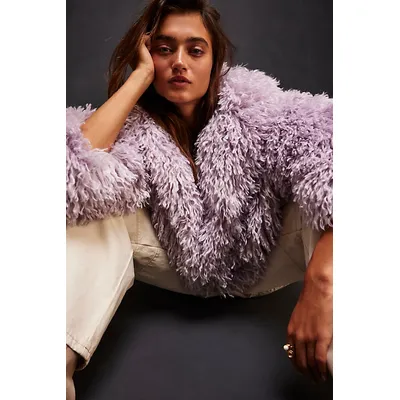Stargazer Fur Jacket at Free People in Lilac, Size: XS