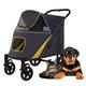 Large Dog Strollers Luxury Pram Premium Pet Pushchair 4 Wheel Pet Stroller for Cat Dog and More, Foldable Carrier Strolling Cart Pet Dog Stroller Carriage for Large Dogs (Color : Yellow)