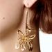 Anthropologie Jewelry | Anthropologie Long Petals Golden Flower Earrings+Free Pearls | Color: Gold | Size: Os