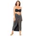 Plus Size Women's Sparkle Twist Front Maxi Skirt Cover Up by Swimsuits For All in Black Sparkle (Size 6/8)