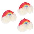 FRCOLOR Pack of 3 Rainbow Bath Ball Children's Bath Body Wash Sponge Shower Stool Sponges Bath Shower Sponge Absorbent Sponge Frosted Cushion Lip Gloss Powder Puff