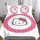 Hello Kitty 3D Print Bedding Sets, with Pillow Cases, Duvet Cover Sets Soft Microfiber 3 Pieces, Cartoon Cat Quilt Cover with Zipper Comforter Cover for Adults Teenager Kids Double（200x200cm）