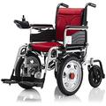 Wheelchairs Folding Foldable Electric Wheelchair Portable Transit Travel Chair with Armrest Can Opened Intelligent Compact Automatic Scooter,Red