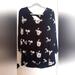 Free People Dresses | Free People Austin Emma Black White Floral Boho Embroidered Mini Tunic Dress S | Color: Black | Size: S