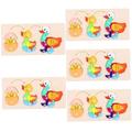 TOYANDONA 5 Sets Jigsaw Puzzle Wooden Animals Puzzle Early Educational Toy Growing Animal Jigsaw Brain Teaser Boards Enlightenment Toy Number Puzzle Kid Puzzle Toys Toddler Gift Buckle