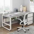 FAANAS Computer Desk with Bookshelf and 3 Drawers PC Study Writing Desk Student Writing Study Table Modern Simple Home Office Desk/Workstation(39 Inch, Gray)