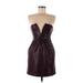 ASHLEY PARK x RTR Cocktail Dress - Sheath Plunge Sleeveless: Burgundy Solid Dresses - Women's Size 6