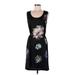 Simply Vera Vera Wang Casual Dress - Mini Scoop Neck Sleeveless: Black Floral Dresses - Women's Size Medium