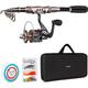 PLUSINNO Spinning Rod and Reel Combos Telescopic Fishing Rod Pole with Reel Line Lures Hooks Fishing Carrier Bag Case and Accessories Fishing Gear Organizer (1.8M 5.91FT Fishing Gear Organizer) ...