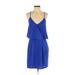 Adelyn Rae Casual Dress - Mini V Neck Sleeveless: Blue Solid Dresses - Women's Size Small