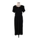 Casual Dress - Midi Scoop Neck Short sleeves: Black Print Dresses - Women's Size Medium