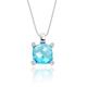 Anakao 9ct White Gold Necklace for Women with a Blue Topaz Gemstone and Diamonds, Blue Topaz Pendant Necklace For Women with a 4.00 ct Cushion Cut Blue Topaz and 0.03 ct Diamonds, with a 20 Inch Chain