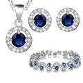 Crystalline Azuria Jewellery Sets for Women Wedding Jewellery Sets Bridal Set with Necklace and Earring for Bride Cubic Zirconia Bridesmaid Jewellery Blue Simulated Sapphire Jewellery