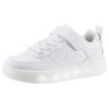 Sneaker SKECHERS "Blinkschuh SPORT COURT 92- SHOW MADDOX", Kinder, Gr. 27, weiß, Lederimitat, unifarben, sportlich, Schuhe, Schnürschuh mit Blinkfunktion, Größenschablone zum Download