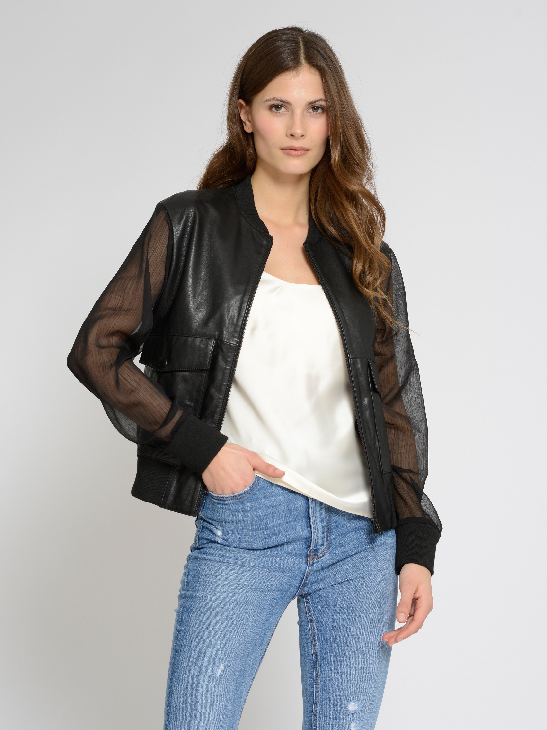 Blouson MAZE "42021234", Damen, Gr. XL, schwarz, Obermaterial: 100% Lammleder, 100% Polyester / Futter: 100% Polyester / Strick: 97% Baumwolle; 3% Elasthan, Strickbündchen, Jacken Image