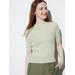 Women's Extra Fine Merino Ribbed Mock Neck Sweater | Light Green | Large | UNIQLO US
