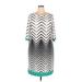 Studio One Casual Dress - Shift: Silver Chevron/Herringbone Dresses - Women's Size 2X