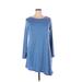 KORSIS Casual Dress - A-Line Crew Neck 3/4 sleeves: Blue Solid Dresses - Women's Size X-Large