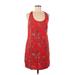 Old Navy Casual Dress - Shift Scoop Neck Sleeveless: Red Floral Dresses - Women's Size Medium