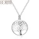 Collier pendentif arbre rond pour femme breloque document en argent bijoux fantaisie 18 amarans