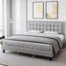 Homhougo Tufted Platform Bed Upholstered/Linen in Gray | 45.5 H x 63.4 W x 84.3 D in | Wayfair YXD_CJ_PHO_0X4TCF6X