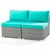 Ebern Designs Ziniya 2 - Person Outdoor Seating Group w/ Cushions Synthetic Wicker/All - Weather Wicker/Wicker/Rattan in Blue | Wayfair