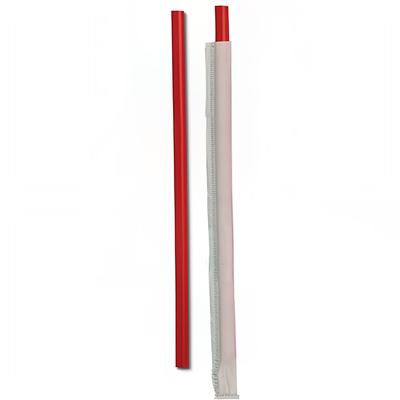 D&W Fine Pack DSTGW4-300R 10 1/4" Wrapped Giant Straws - Polypropylene, Red, Clear, Case of 1200