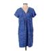 Gap Casual Dress - Shift V-Neck Short sleeves: Blue Stripes Dresses - Women's Size Small