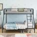 Black Heavy Duty Twin-Over-Full Metal Bunk Bed with Enhanced Guardrail, Black