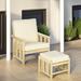 Wood Outdoor Lounge Chair with Ottoman(Set of 2)