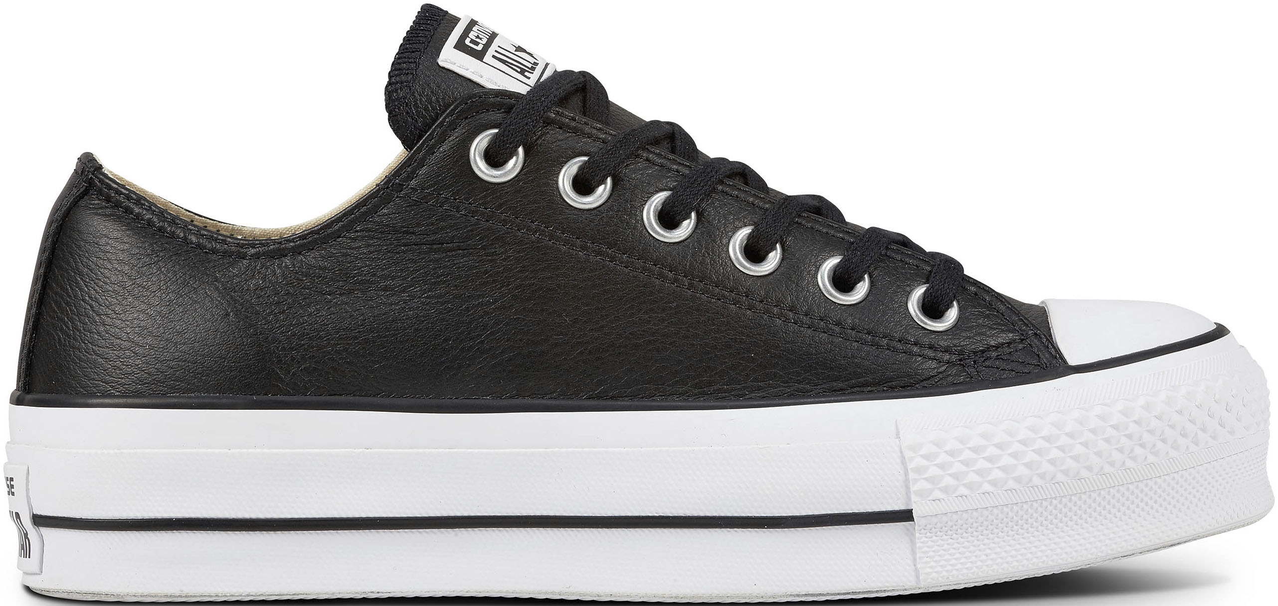 Sneaker CONVERSE "CHUCK TAYLOR ALL STAR PLATFORM LEATHER", Gr. 40, schwarz-weiß (schwarz, weiß), Leder, Sportlich, Schuhe