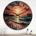 Designart "Beach Photo Golden Sands XX" Nautical & Beach Oversized Wood Wall Clock