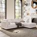 Beige Upholstered L-Shaped Sectional Sofa with Ottoman, Spring Reinforced Frame