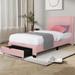 Twin Size Pockets Upholstered Bed Boucle Footboard Storage Big Drawer