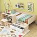 Twin Size Wood Platform Bed with 2 Drawers, 1 Chair and Desk Set