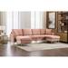 Pink Velvet Accent Sectional Sofa for Living Room with 2 Pillows, 2 Ottomans