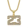 Hip Hop vereist Basketball Nummer 23 Anhänger Halskette männlich Gold Farbe Edelstahl Sport Halskette für Männer Schmuck Geschenk