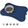 Ptlom Pet Placemat for Dogs and Cats Silicone Dog Mat for Prevent Food and Water Overflow Anti-Slip Cat Mat Suitable for Small Medium and Large Pet NavyBlue