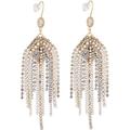 Boho White Rhinestone Chandelier Earrings for Women - Handmade Dangling CZ Crystal Tassel Jewelry