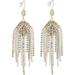 Boho White Rhinestone Chandelier Earrings for Women - Handmade Dangling CZ Crystal Tassel Jewelry