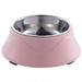 Stainless steel round plastic dog bowl cat bowl pet food bowl double-layer dual-purpose pet bowl PINK