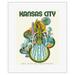 Kansas City - The City of Fountains - Vintage Travel Poster by David Klein c.1960s - Fine Art Rolled Canvas Print 11in x 14in