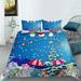 Happy Christmas Painting Home Textiles Bedding Cover Set Cartoon Snowman Printed Bedclothes Queen (90 x90 )