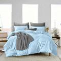 King/Cal King Size Egyptian Cotton 1000 Thread Count Duvet Cover Solid Ultra Soft & Breathable 3 Piece Luxury Soft Wrinkle Free Cooling Sheet (1 Duvet Cover with 2 Pillowcases Light Blue)