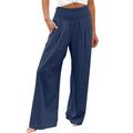 Trousers for Women Linen Pants for Women High Waisted Wide Leg Pant Loose Fit Palazzo Pant Casual Summer Trousers Pockets Beach Joggers Plus Size Cargo Pants for Women