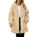 ZyeKqe Women s New Hooded Sherpa Jacket Winter Warm Soft Coat Zip up Hooded Sweatshirt Jacket Coat