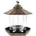 Twinkle Star Wild Bird Feeder Outdoor Hanging for Garden Yard Decoration Antique Finish Panorama Gazebo Birdfeeder Hexagon Shaped with Roof Golden Bronze