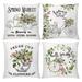 Pillowcase 0 Thread Count Pillowcase Travel Pillowcase Spring Pillow Covers Decorative Throw Pillow Covers Pack of 4 Floral