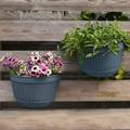 Namzi 2Pcs Resin Wall Planters Hanging Flower Plant Pots Vertical Wall Mount Planter Pot Flower Basket for Railing Fence Wall Window Balcony Dark Blue