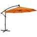 Outdoor Cantilever Offset Patio Umbrella With Solar LED Lights - Outside Waterproof Polyester Shade Steel Pole - Cross Base And Crank - 10-Foot - Tangerine